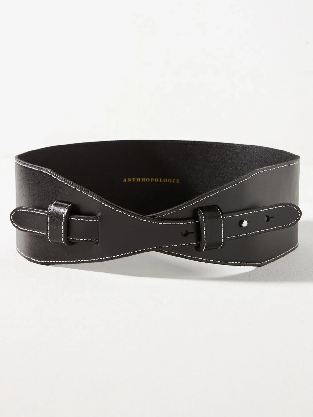 Anthropologie Wide Corset Leather Wrap Waist Belt Black SIZE 3X NEW